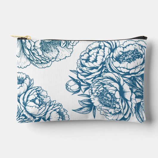 Floral Peony Blue Zubehörtasche (Vorderseite)