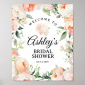 Floral Peony Bridal Shower Welcome Sign Poster (Vorne)