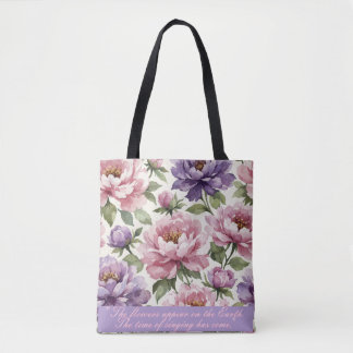 Floral Peony Personalized Tote Bag Tasche