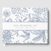 Floral Periwinkle Blue Elegante Hochzeit Gästebuch (Vorderseite)