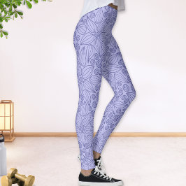 Floral Periwinkle Blue Lila Leggings