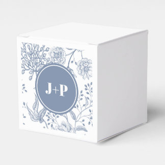 Floral Periwinkle Blue Monogram Wedding Geschenkschachtel