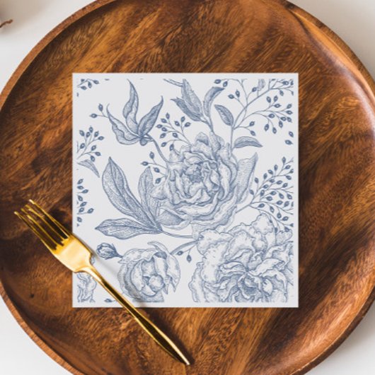 Floral Periwinkle Elegant Blue Wedding Serviette