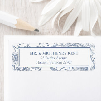 Floral Periwinkle Elegant Wedding Return Address