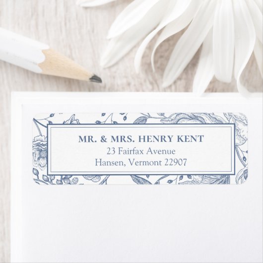 Floral Periwinkle Elegant Wedding Return Address (Insitu)