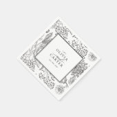 Floral Periwinkle Elegante Black Wedding Serviette (Ecke)