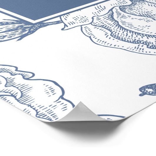 Floral Periwinkle Elegante Hochzeit Begrüßungszeic Poster (Ecke)