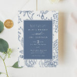 Floral Periwinkle Elegante Hochzeit Einladung<br><div class="desc">Floral Periwinkle Elegante Hochzeit Einladung</div>