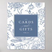 Floral Periwinkle Elegante Hochzeitskarten Zeichen Poster (Vorne)