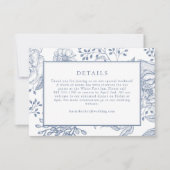 Floral Periwinkle Elegante Wedding Details Card RSVP Karte (Vorderseite)