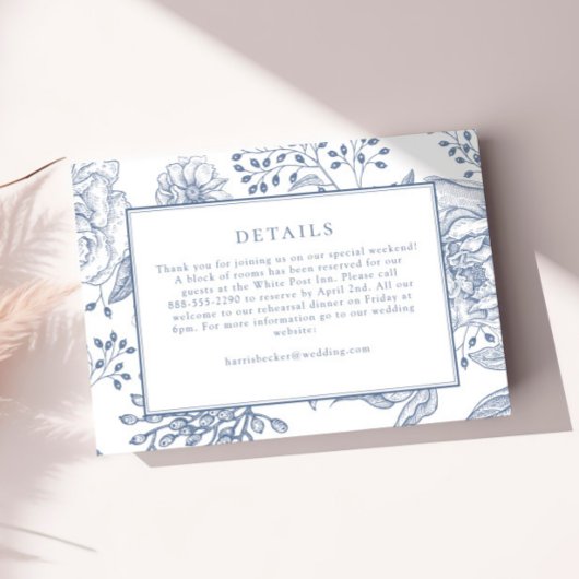 Floral Periwinkle Elegante Wedding Details Card RSVP Karte