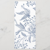 Floral Periwinkle Elegante Wedding Empfang Menu Menükarte (Rückseite)