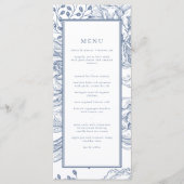 Floral Periwinkle Elegante Wedding Empfang Menu Menükarte (Vorderseite)
