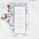 Floral Periwinkle Elegante Wedding Empfang Menu Menükarte<br><div class="desc">Floral Periwinkle Elegante Wedding Empfang Menu</div>