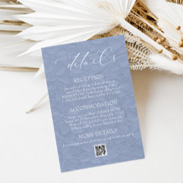 Floral Periwinkle Rustic Wedding QR Details Begleitkarte