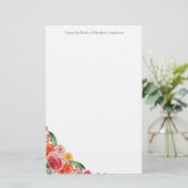 Floral Personal Business Pink Red Blue Y Briefpapier (Stehend Vorderseite)