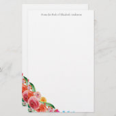 Floral Personal Business Pink Red Blue Y Briefpapier (Vorne/Hinten)