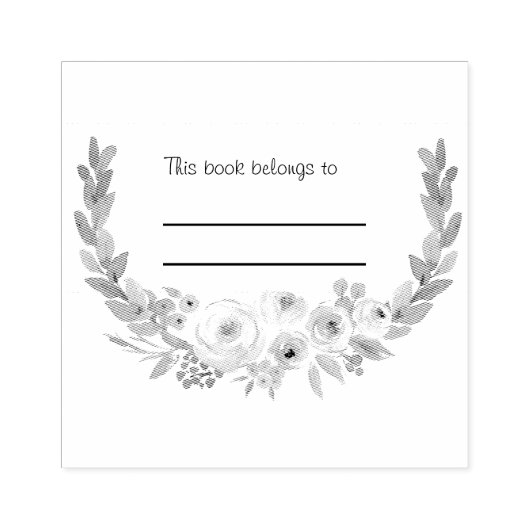 Floral Personal Library Book Briefmarke Gummistempel (Prägung)