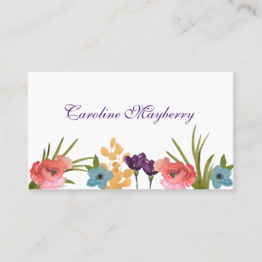 Floral Personal Visiting Card Visitenkarte (Vorderseite)