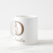 Floral Personalisiert Bridesmaid Letter D Gift Kaffeetasse (Vorderseite Links)