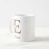 Floral Personalisiert Bridesmaid Letter E Gift Kaffeetasse (Vorderseite Links)