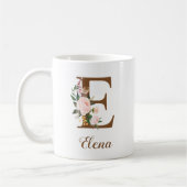 Floral Personalisiert Bridesmaid Letter E Gift Kaffeetasse (Links)