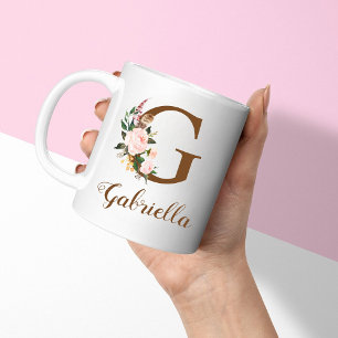 Floral Personalisiert Bridesmaid Letter G Gift Kaffeetasse