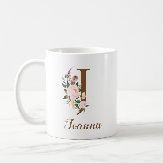 Floral Personalisiert Bridesmaid Letter J Gift Kaffeetasse (Links)