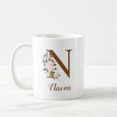 Floral Personalisiert Bridesmaid Letter N Geschenk Kaffeetasse (Links)