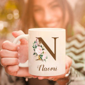 Floral Personalisiert Bridesmaid Letter N Geschenk Kaffeetasse