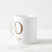 Floral Personalisiert Bridesmaid Letter O Gift Kaffeetasse (Vorderseite Links)
