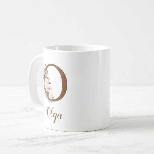 Floral Personalisiert Bridesmaid Letter O Gift Kaffeetasse (Vorderseite Links)
