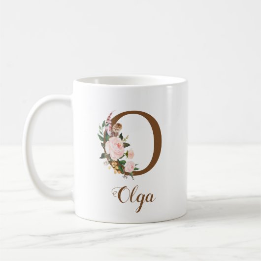 Floral Personalisiert Bridesmaid Letter O Gift Kaffeetasse (Links)