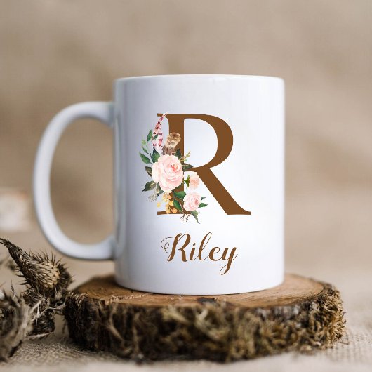 Floral Personalisiert Bridesmaid Letter R Gift Kaffeetasse