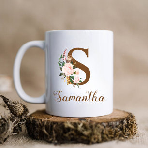 Floral Personalisiert Bridesmaid Letter S-Geschenk Kaffeetasse