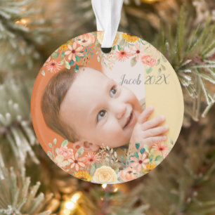 Floral Personalisiert Daughter Son Grandchild Foto Ornament