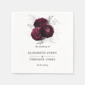 Floral Personalisiert Wedding Burgundy Serviette (Vorderseite)