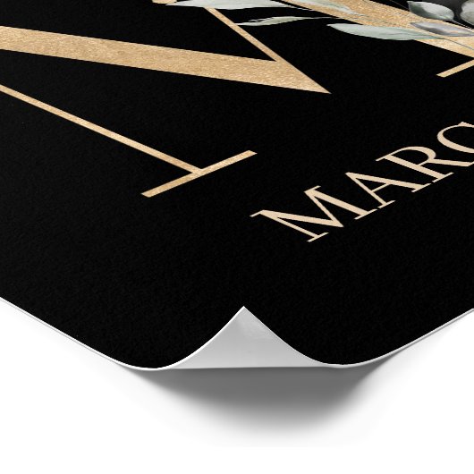 Floral Personalisiertes Monogramm Poster (Ecke)