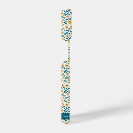 Floral Personalisiertes Monogramm und Name iPhone Hülle (Rechte Seite)