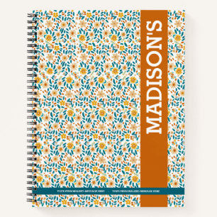 Floral Personalisiertes Monogramm und Name Notizblock