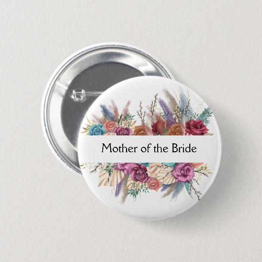Floral Personalisiertes trendy Wedding Brautparty Button (Vorne & Hinten)