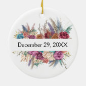 Floral Personalisiertes trendy Wedding Brautparty Keramik Ornament (Hinten)