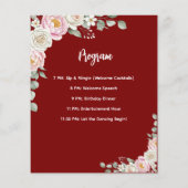 Floral Personalized Birthday Menu Program Card Flyer (Hinten)