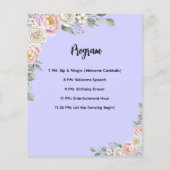 Floral Personalized Birthday Menu Program Card Flyer (Hinten)
