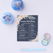 Floral Personalized Birthday Menu Program Card Flyer (Einzeln)