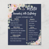 Floral Personalized Birthday Menu Program Card Flyer (Vorne)