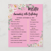 Floral Personalized Birthday Menu Program Card Flyer (Vorne)