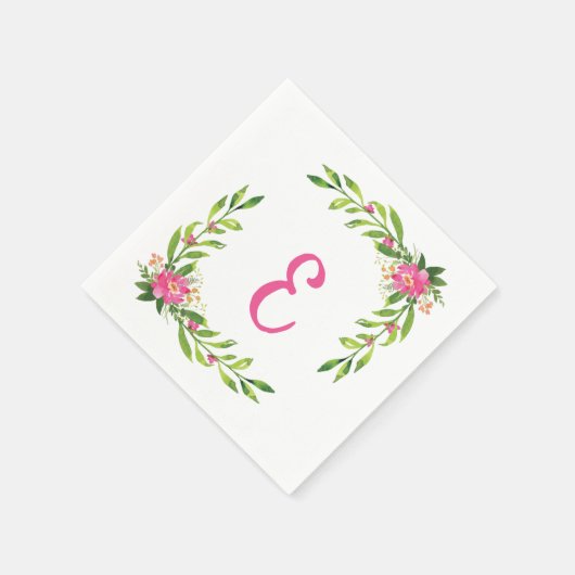 Floral Personalized Paper Napkin Serviette (Ecke)