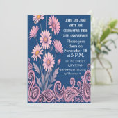 Floral Personalized Wedding Anniversary Invitation Einladung (Stehend Vorderseite)