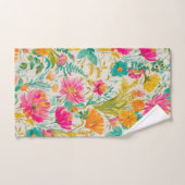 Floral Phoenix| Rosa und orangefarbene Blüten Badhandtuch Set (Handtuch)